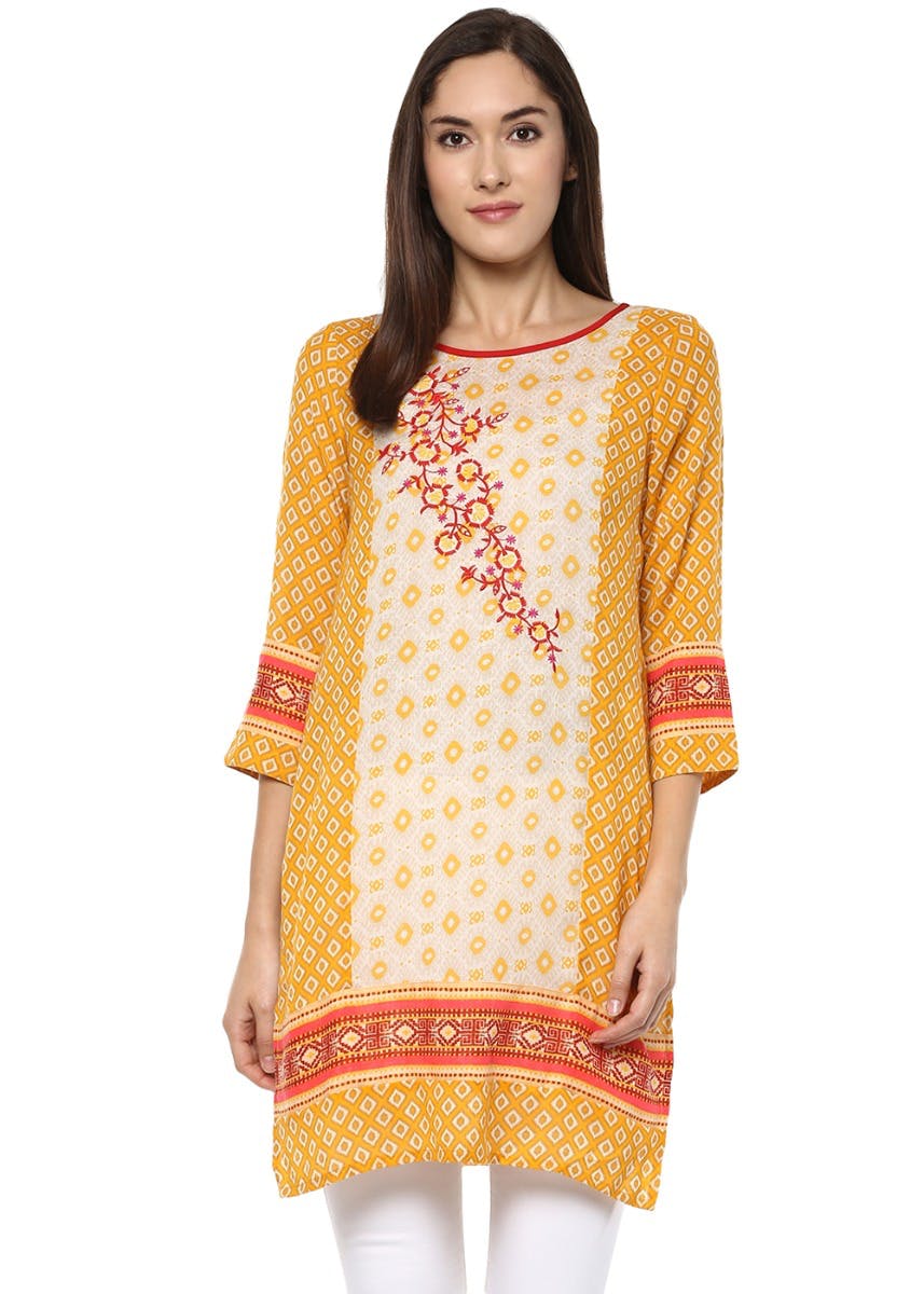 Get Red Yellow Printed Tunic At 450 LBB Shop