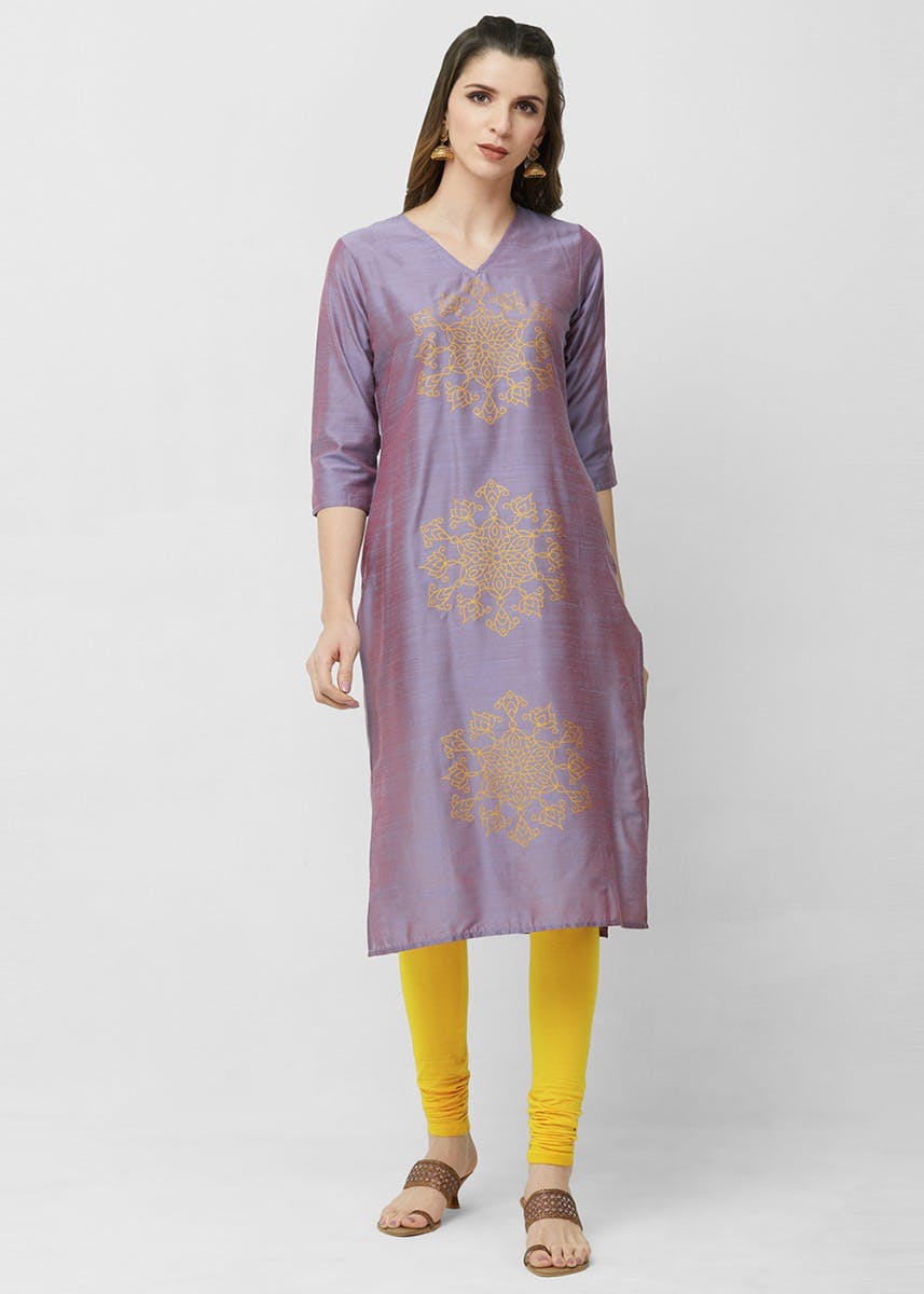 Get Mustard Print Straight Lavender Tunic At 839 LBB Shop