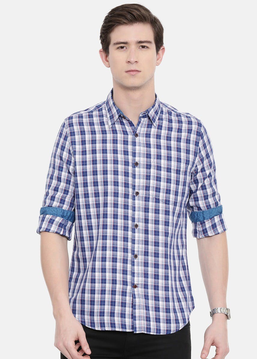 Get Contrast Panel Checkered Shirt At 799 LBB Shop