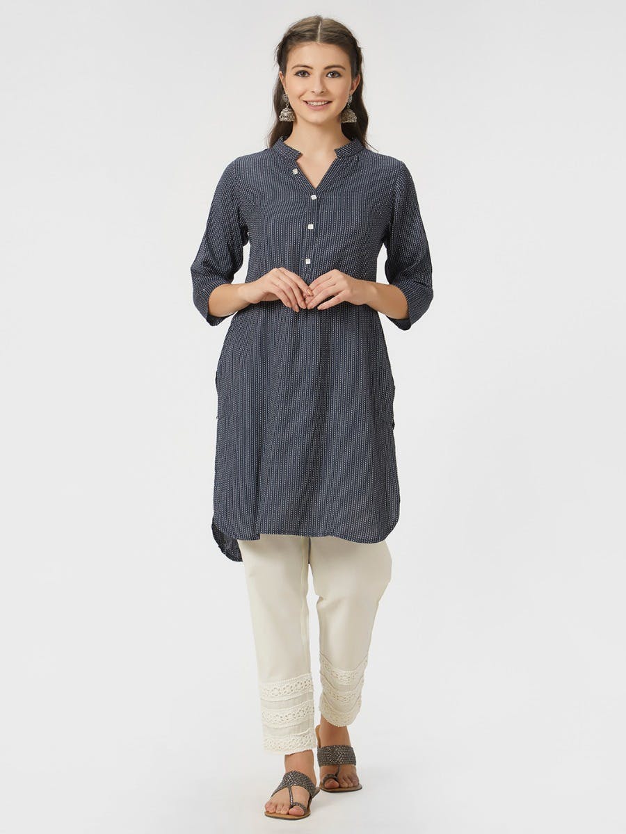 Get Kantha Embroidered Straight High Low Tunic At Lbb Shop