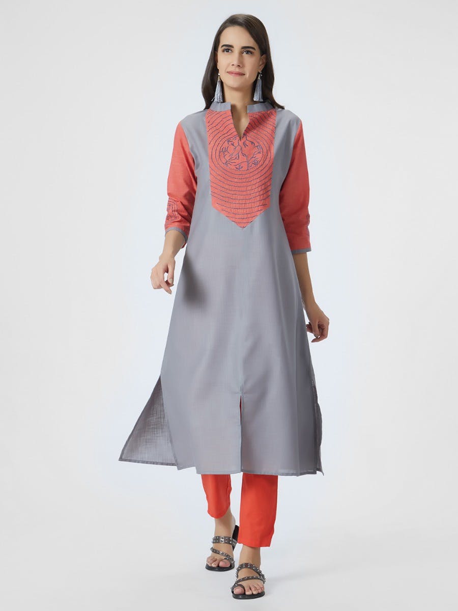 Get Silk Spiral Embroidered Yoke Sleeves Tunic At 1189 LBB Shop