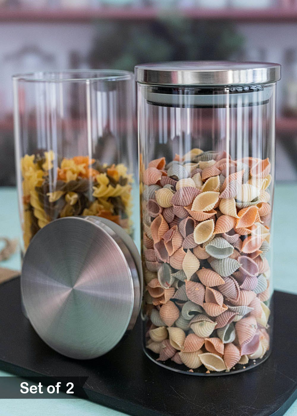 Get Borosilicate Glass Airtight Jar With Metal Lid Set Of At