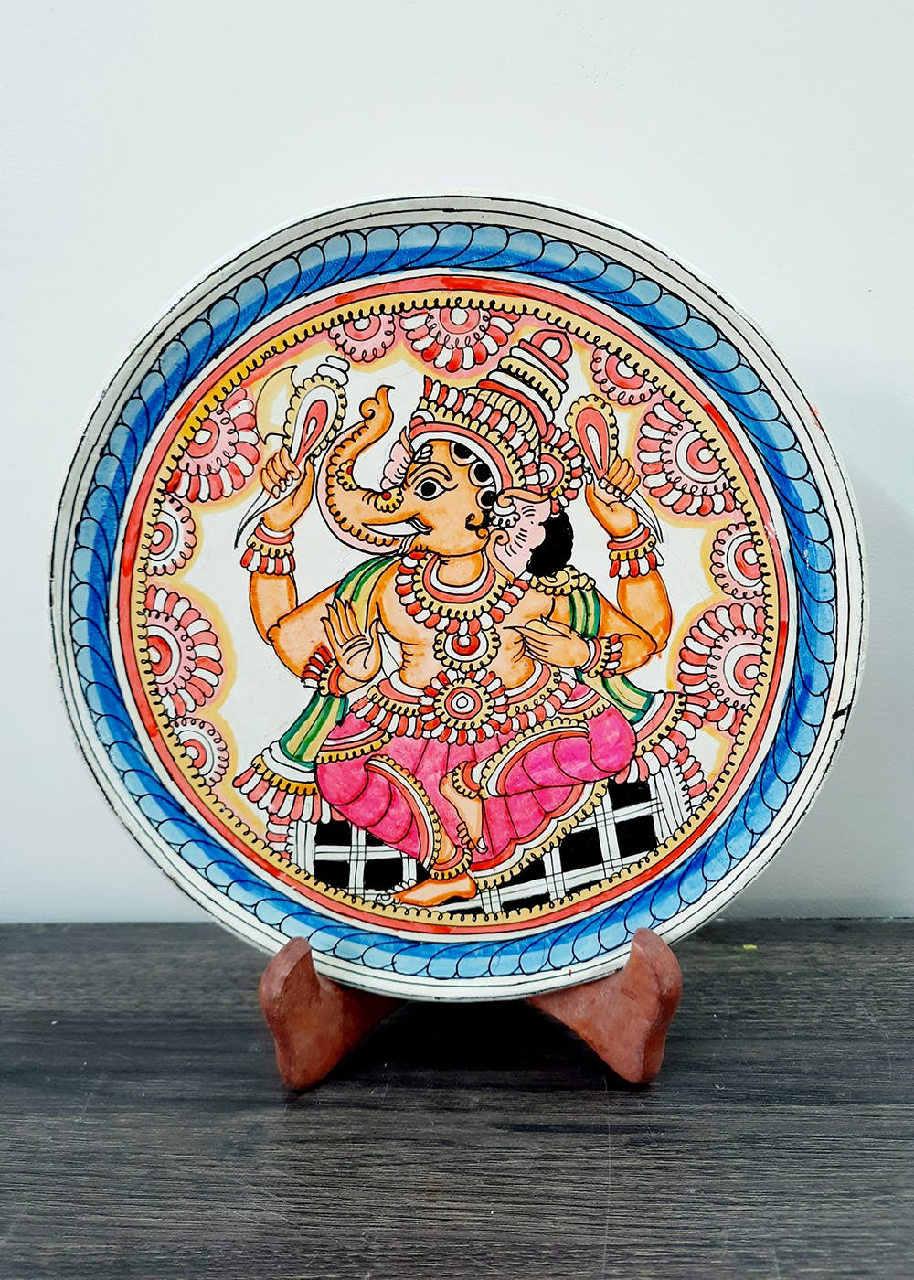 Get Hand Painted Ganesha Tholu Art Wall Plate At Lbb Shop