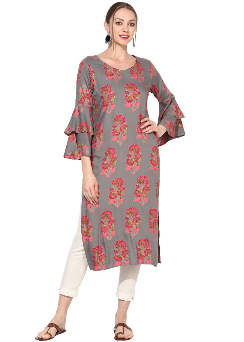 Get Floral Detail Layered Sleeves Tunic At 763 LBB Shop