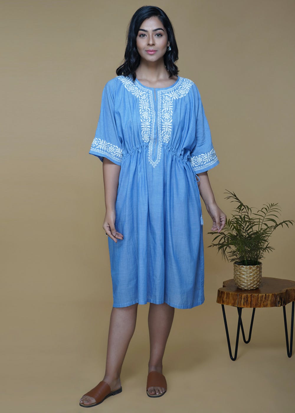 Get Chambray Chikankari Kaftan At 1995 LBB Shop