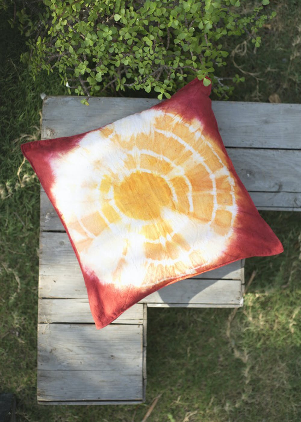 Get Handmade Tie And Dye Orange And Red Cushion Cover Pack Of At