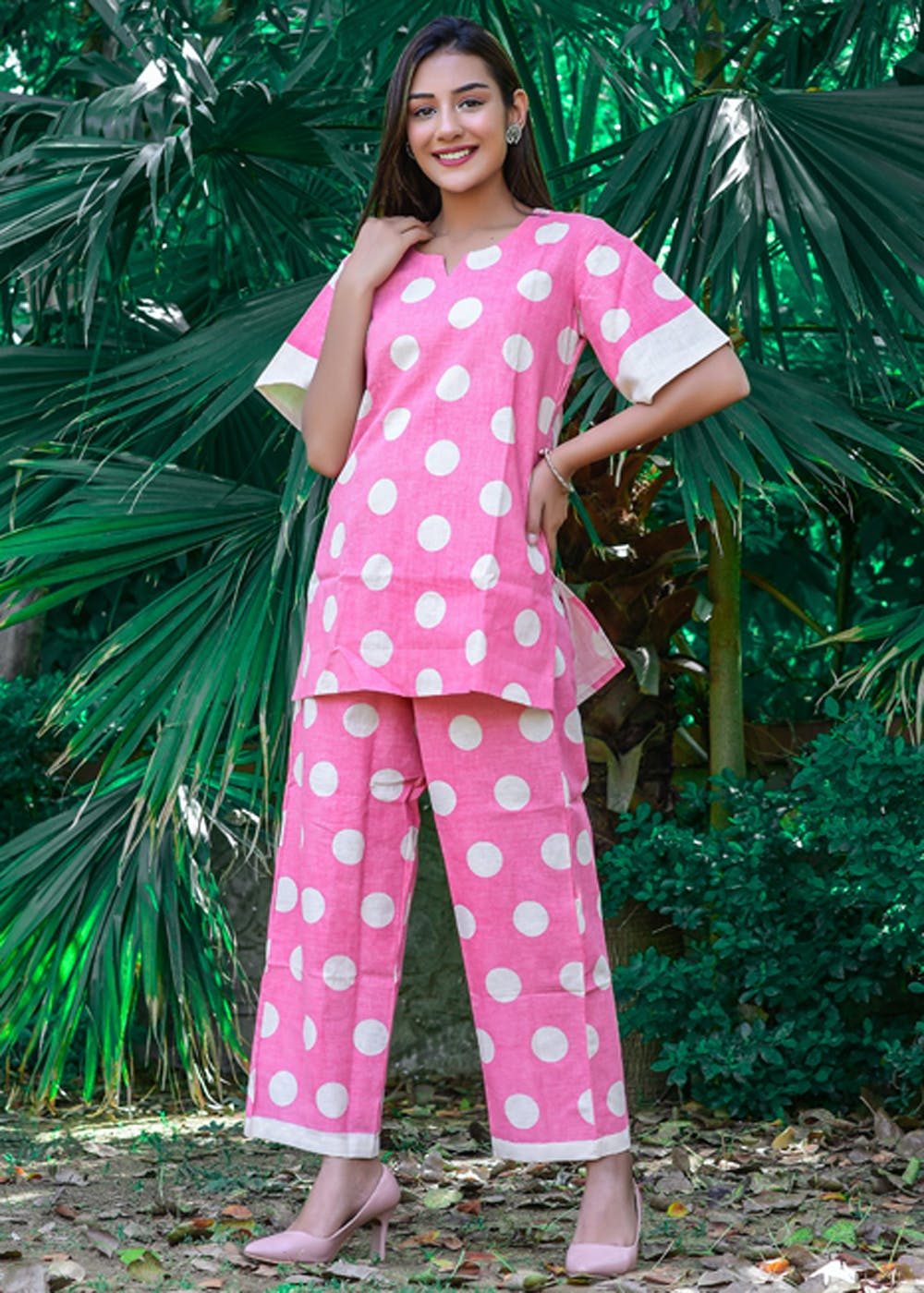 Pink Polka Dot Loungewear Set