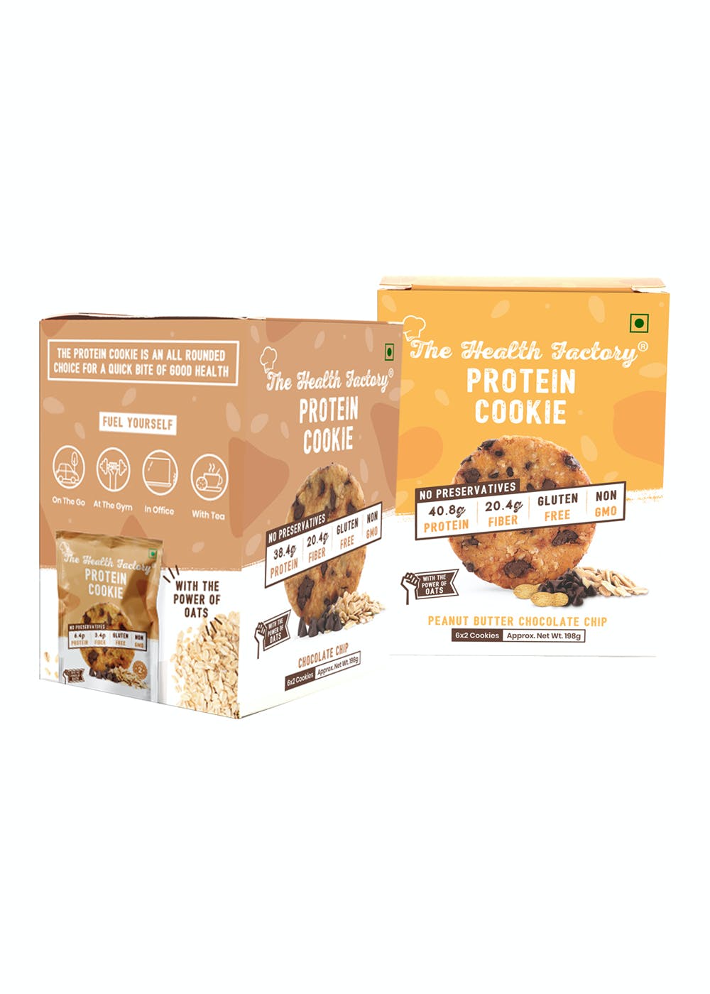 Chocolate Chip + Peanut Butter Chocolate Chip Protein Cookie - Set of 2 (198g Each)
