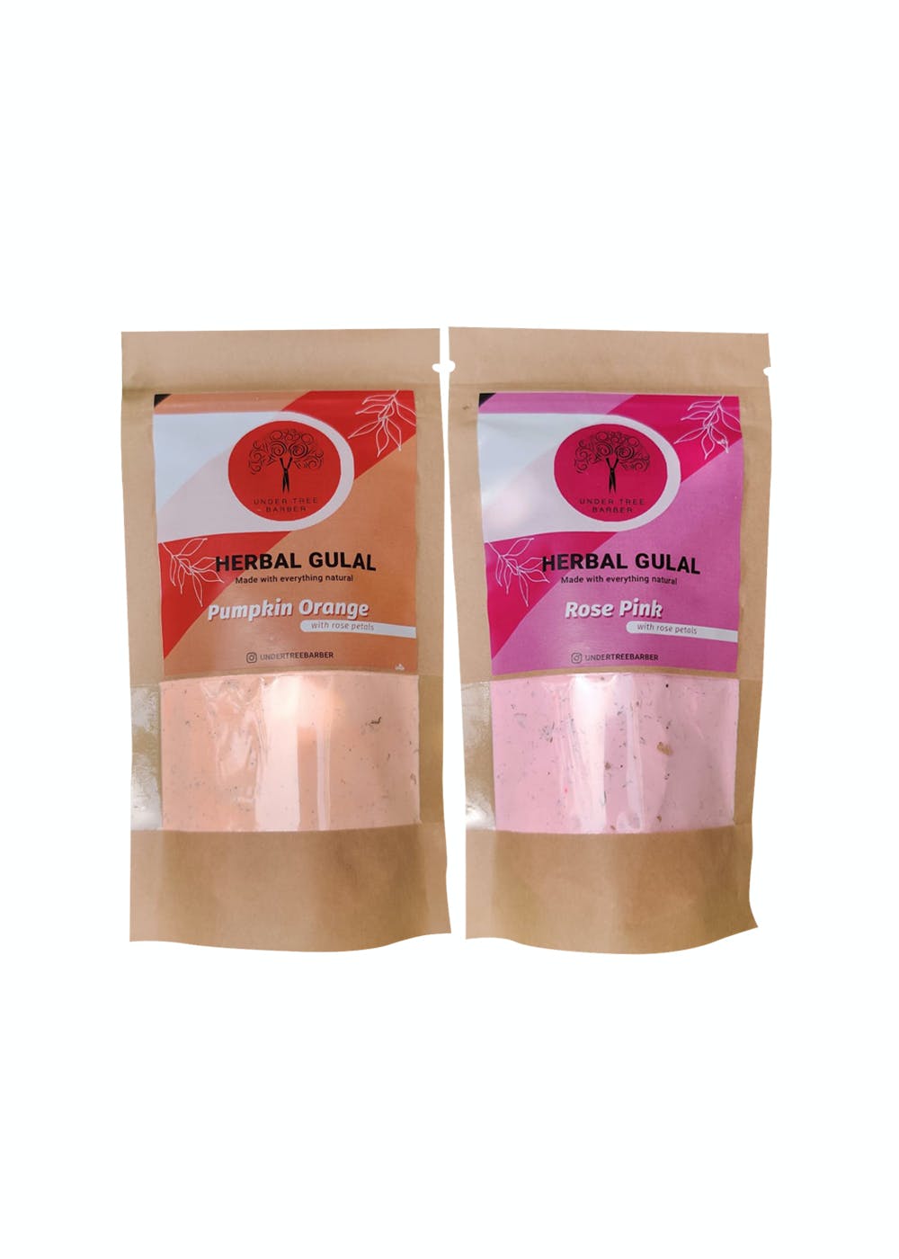 Herbal Gulal - Set of 2 (Rose Pink & Pumpkin Orange)