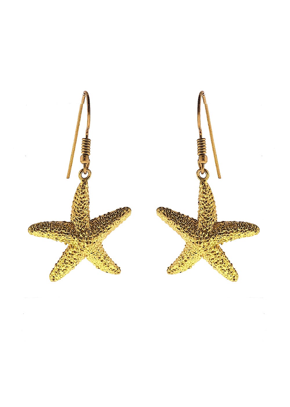 Textured Star Shaped Gold Plated Earrings