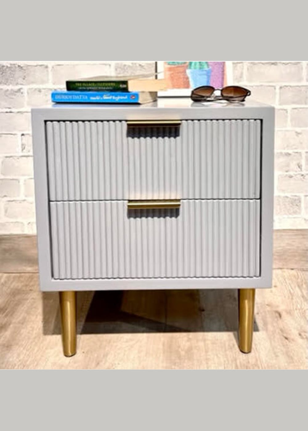 Get Grey Side Table with Brass Handles & Legs at ₹ 24000 LBB Shop