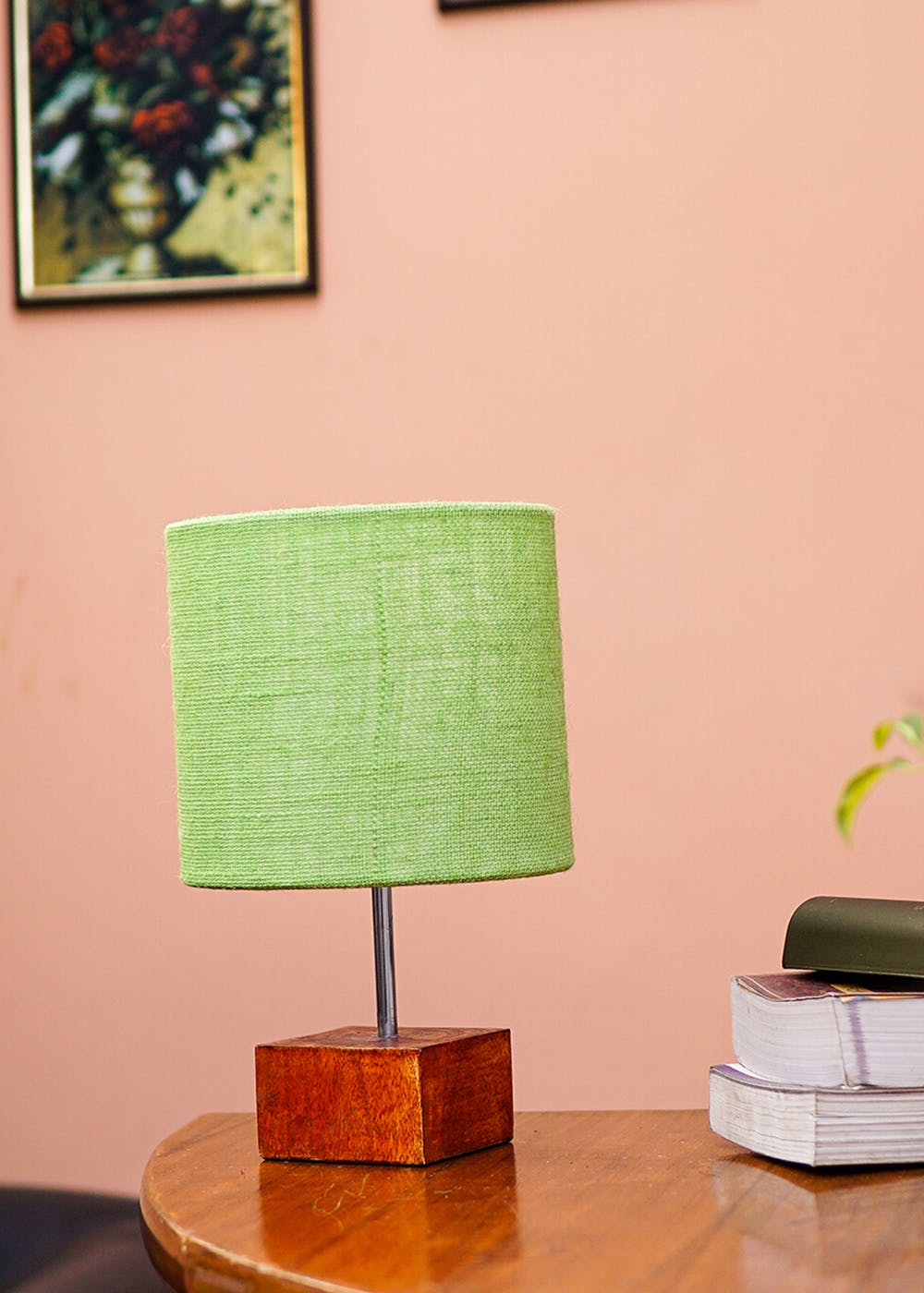 Ema Table Lamp With Light Green Cylindrical Shade