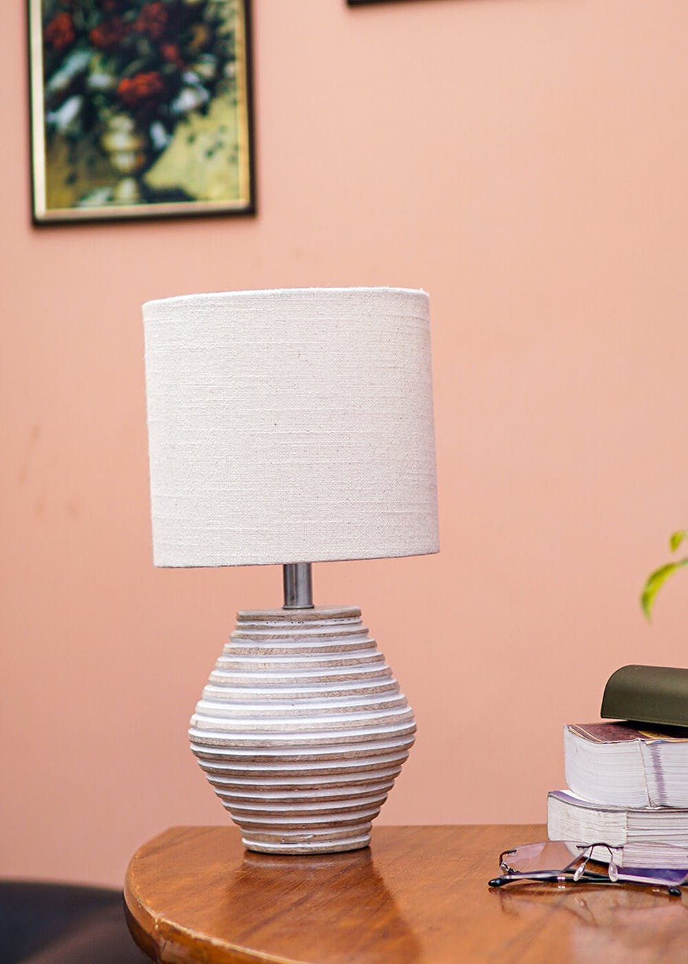 Atury Table Lamp With Off-White Cylindrical Shade