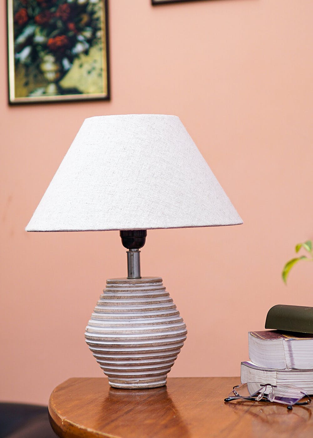 Atury Table Lamp with Cone Shaped Shade - Beige