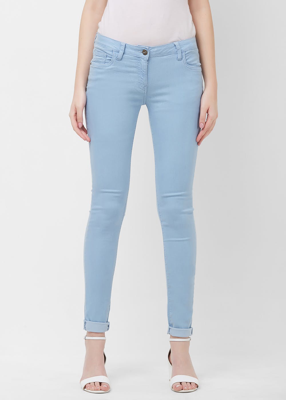 skinny fit blue jeans