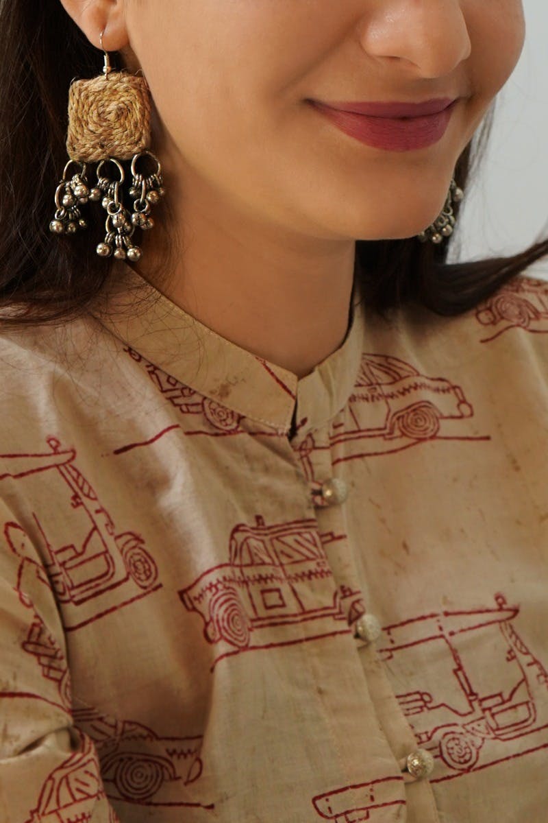 Multicolor - Suhana Ghungroo Work Fabart Handmade Earrings main image 1