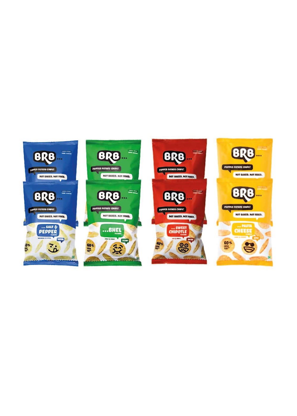 Potato Chips - Bhel, Sweet Chipotle, Salt & Pepper, Pasta Cheese - Pack of 8 - 416 grams