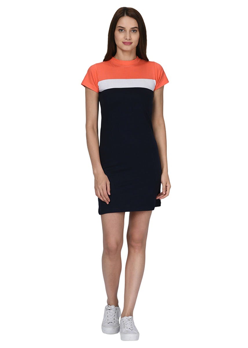 colour block t shirt dress