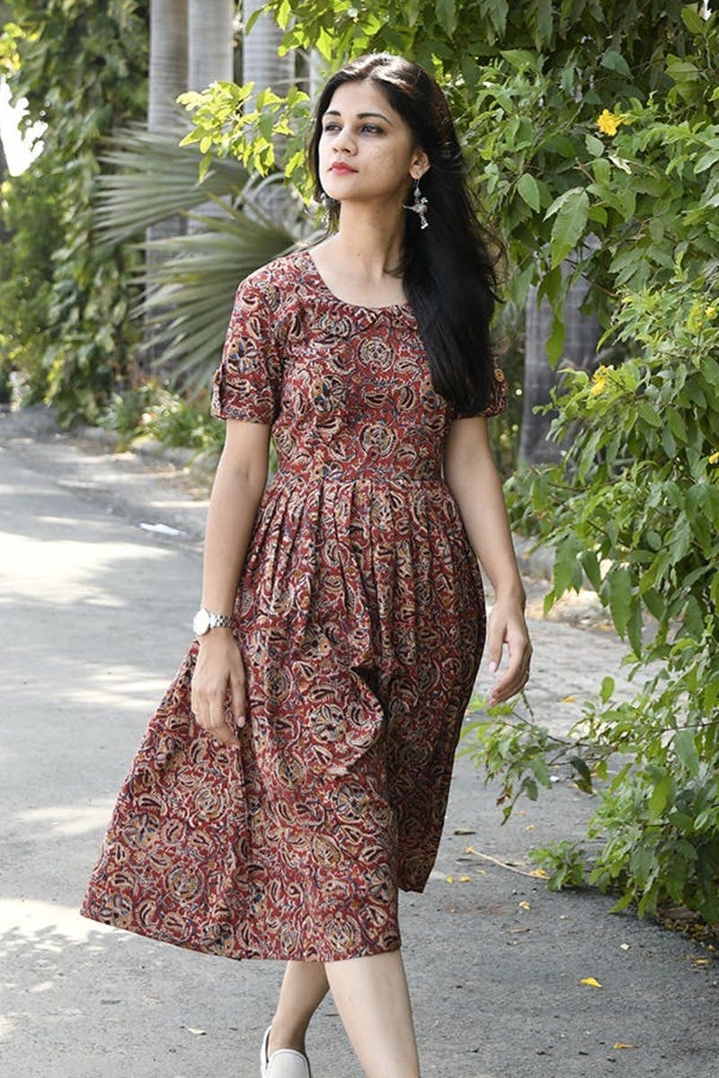 Get Intricate Kalamkari Print Maxi Dress at ₹ 3000 | LBB Shop