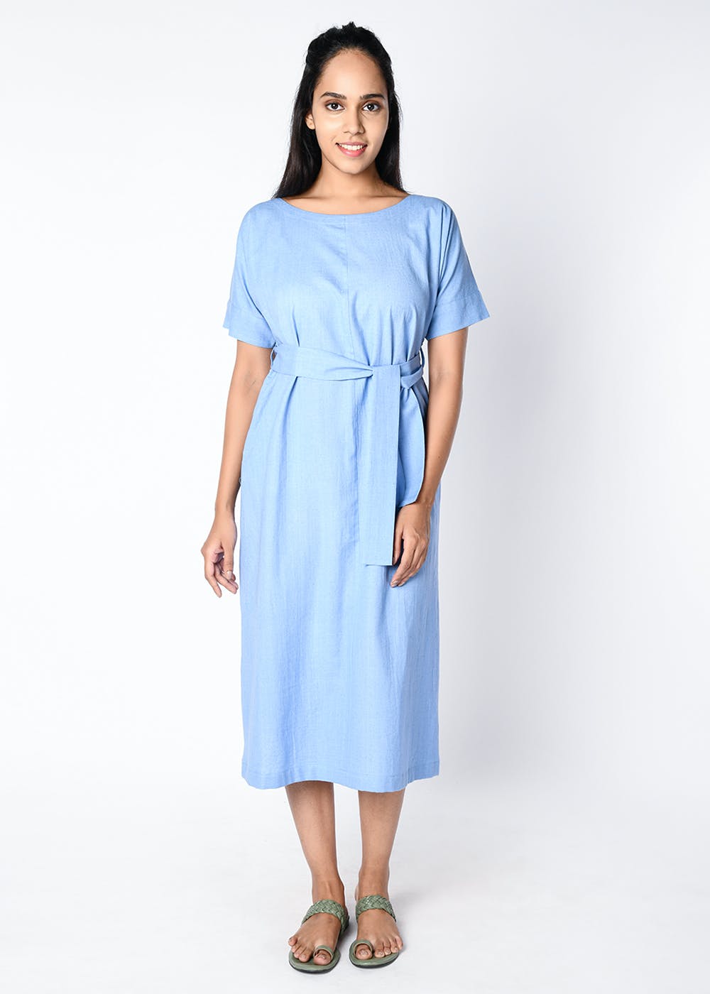Get Cotton Khadi Solid Midi Dress at ₹ 1999 LBB Shop