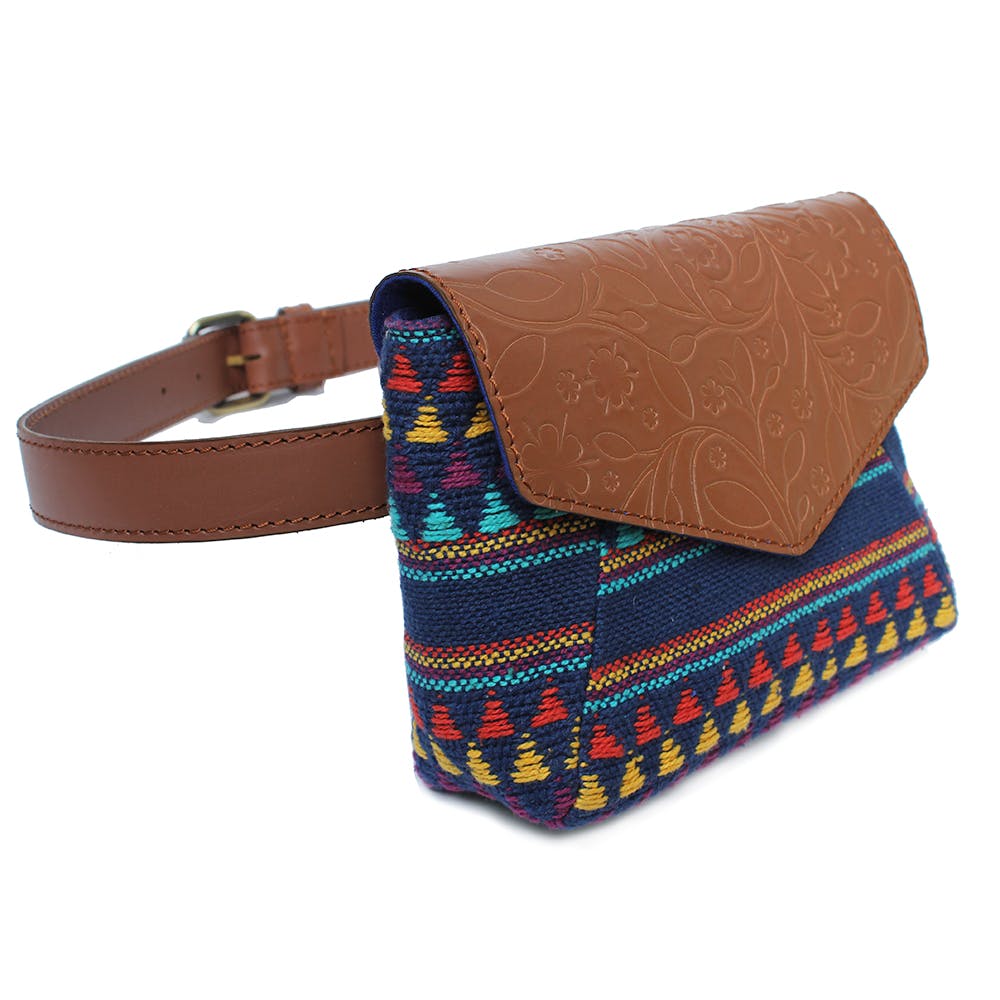 Embossed Tan & Aztec Belt Bag