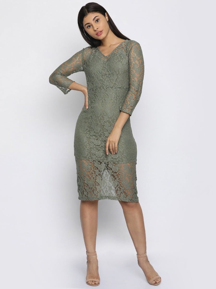 Get Floral Lace Bodycon Dress at ₹ 1379 | LBB Shop
