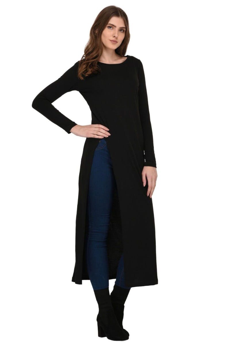 Get Maxi Black Top With Waist Slit at ...