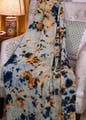 Dress,Azure,Orange,Textile,Sleeve,Day dress,One-piece garment,Bag,Waist,Aqua