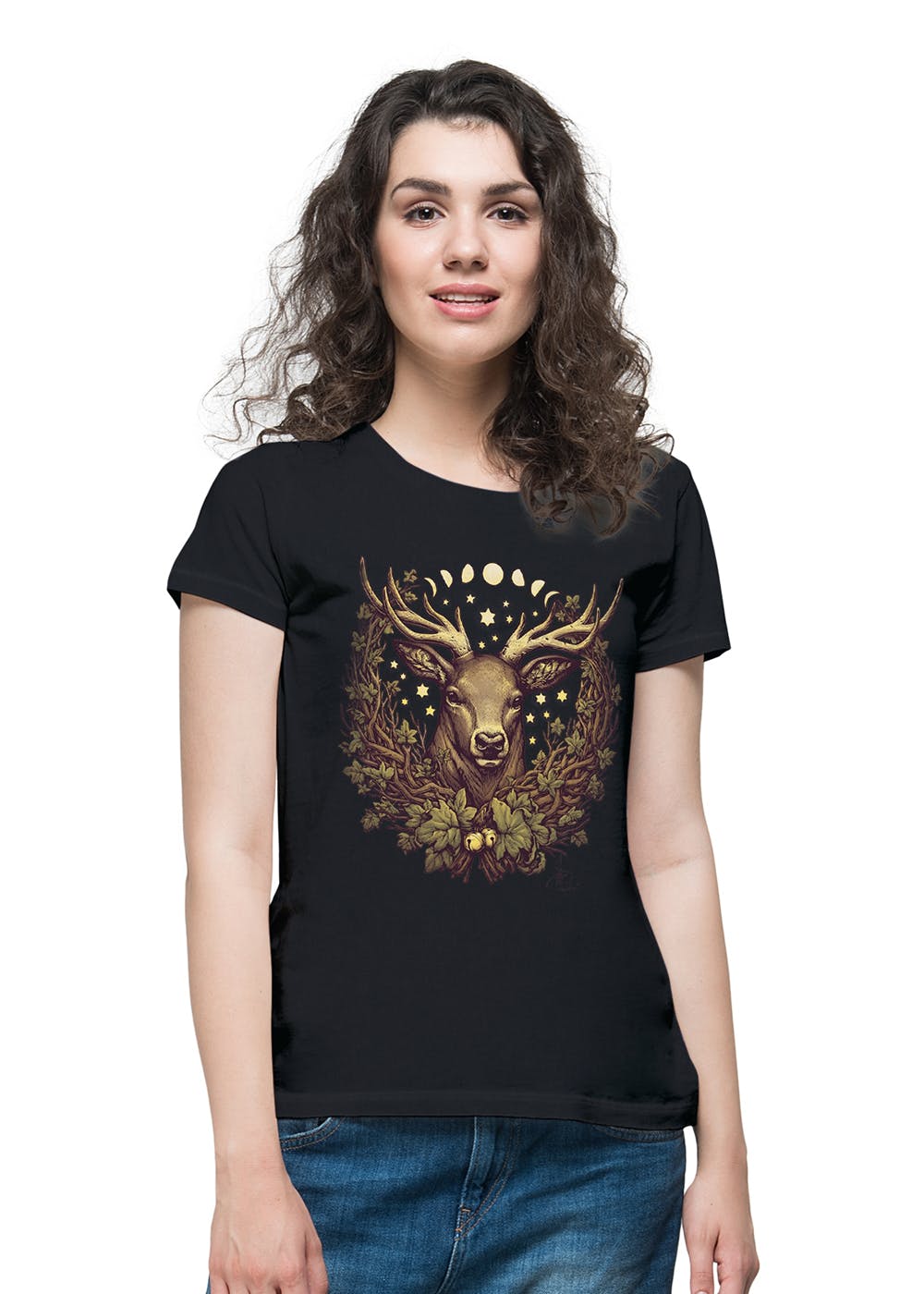 Deer Graphic Black T-Shirt
