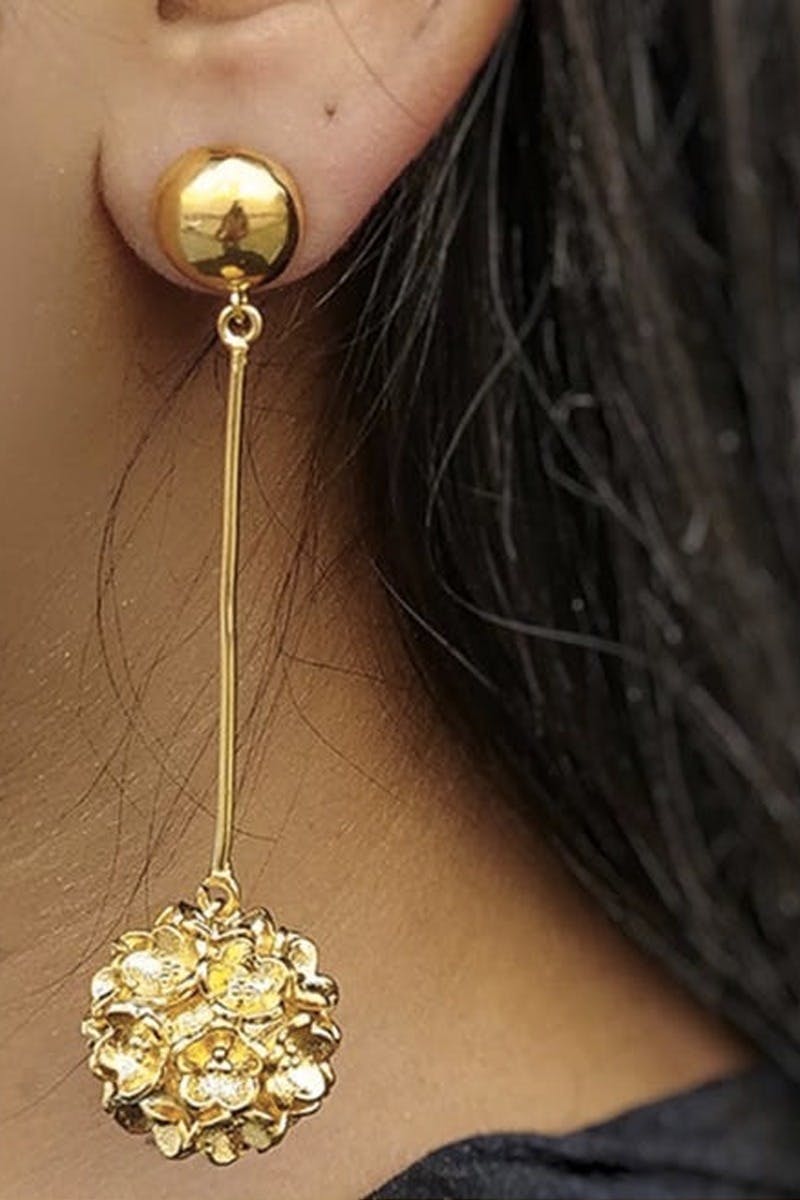 Gold-Plated Floral Drop Earrings