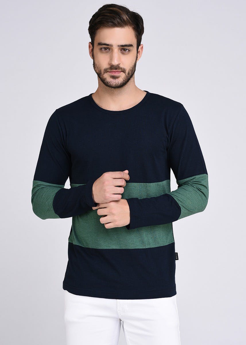 Get Colour Block Full Sleeves T-Shirt 
