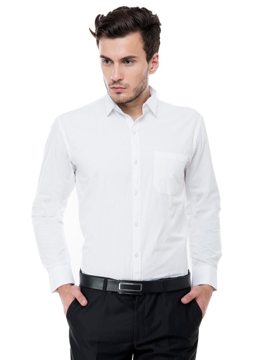 Cut Away Collar White Shirt