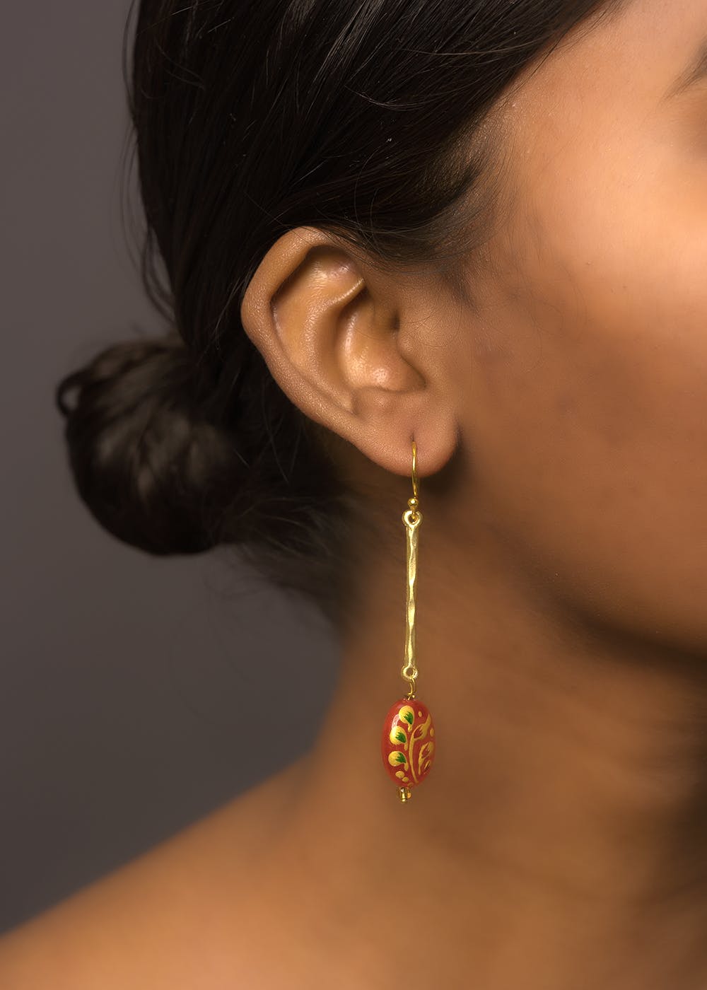 Minimalistic Red Haind-Painted Earrings