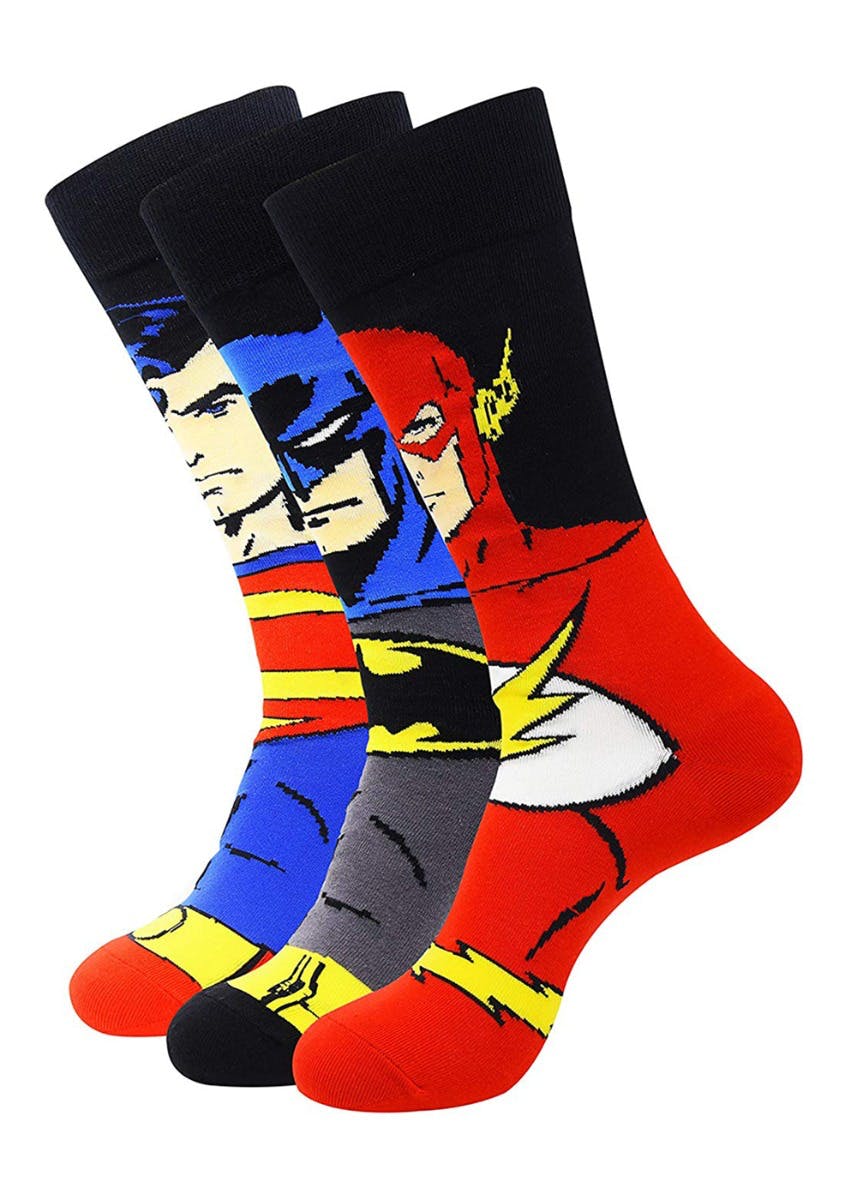 Superman Batman & Flash Crew Socks (Set of 3)
