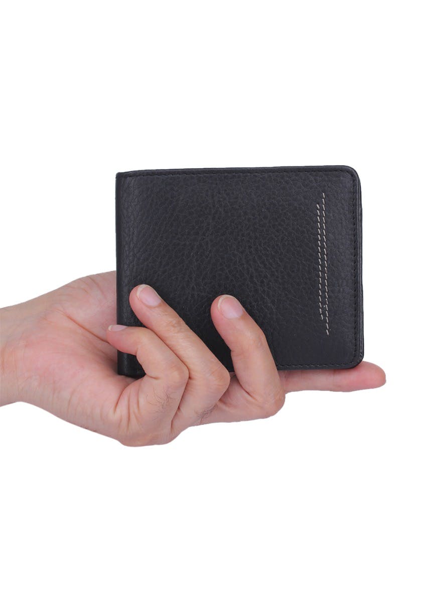 Maroon Bifold Contrast Stitch Leather Wallet