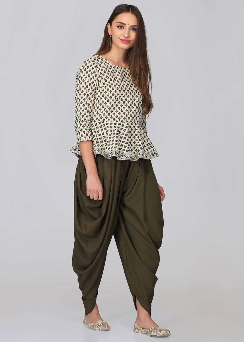 Indian Dobby Bottoms Pants and Trousers  Buy Indian Dobby Handblock Print Dhoti  Pants Online  Nykaa Fashion