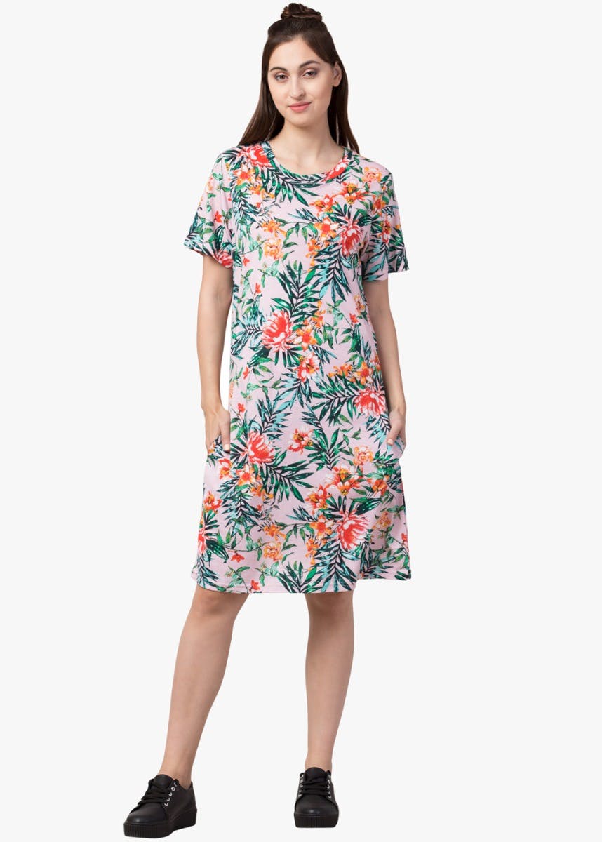 tropical t shirt dress