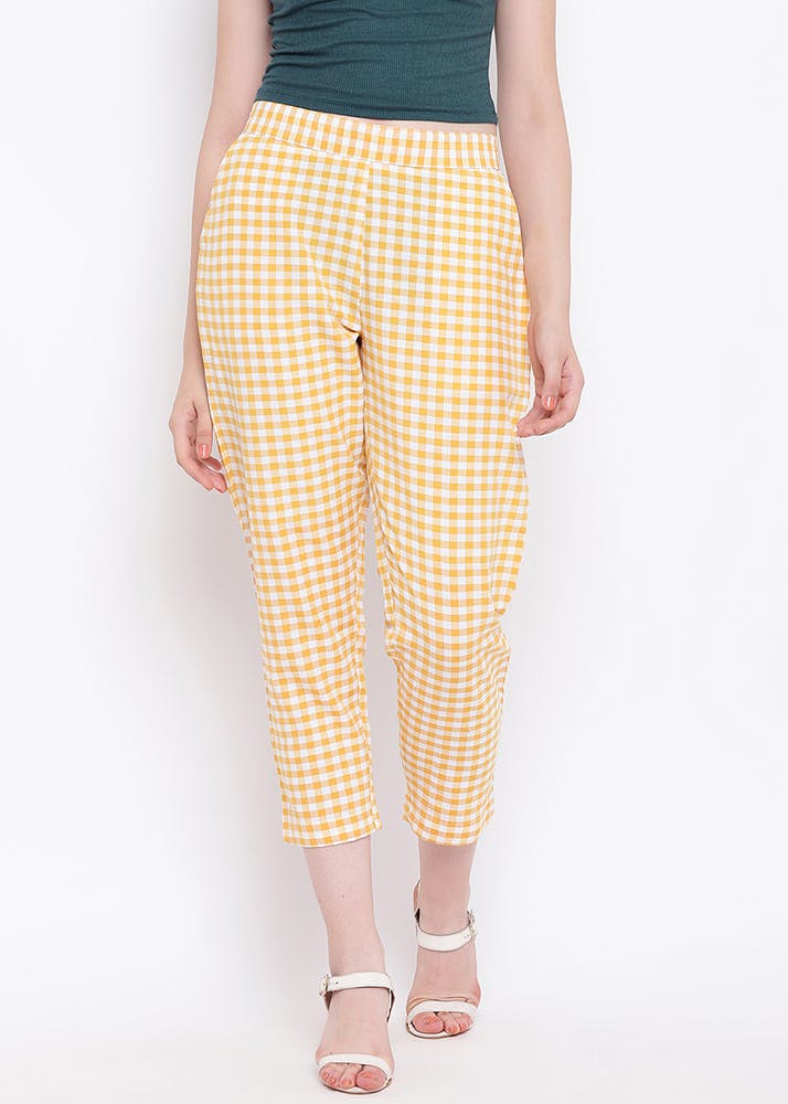checkered yellow pants