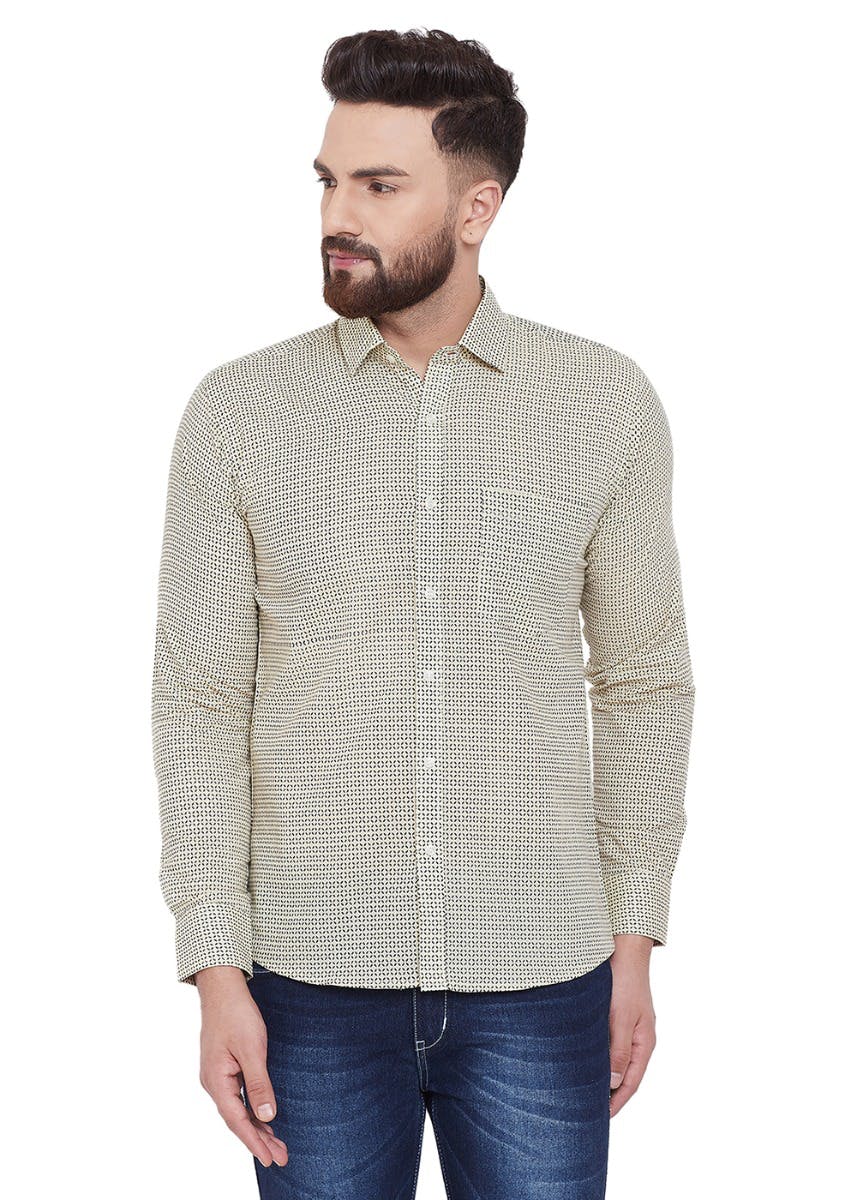 Geometric Print Cotton Casual Shirt