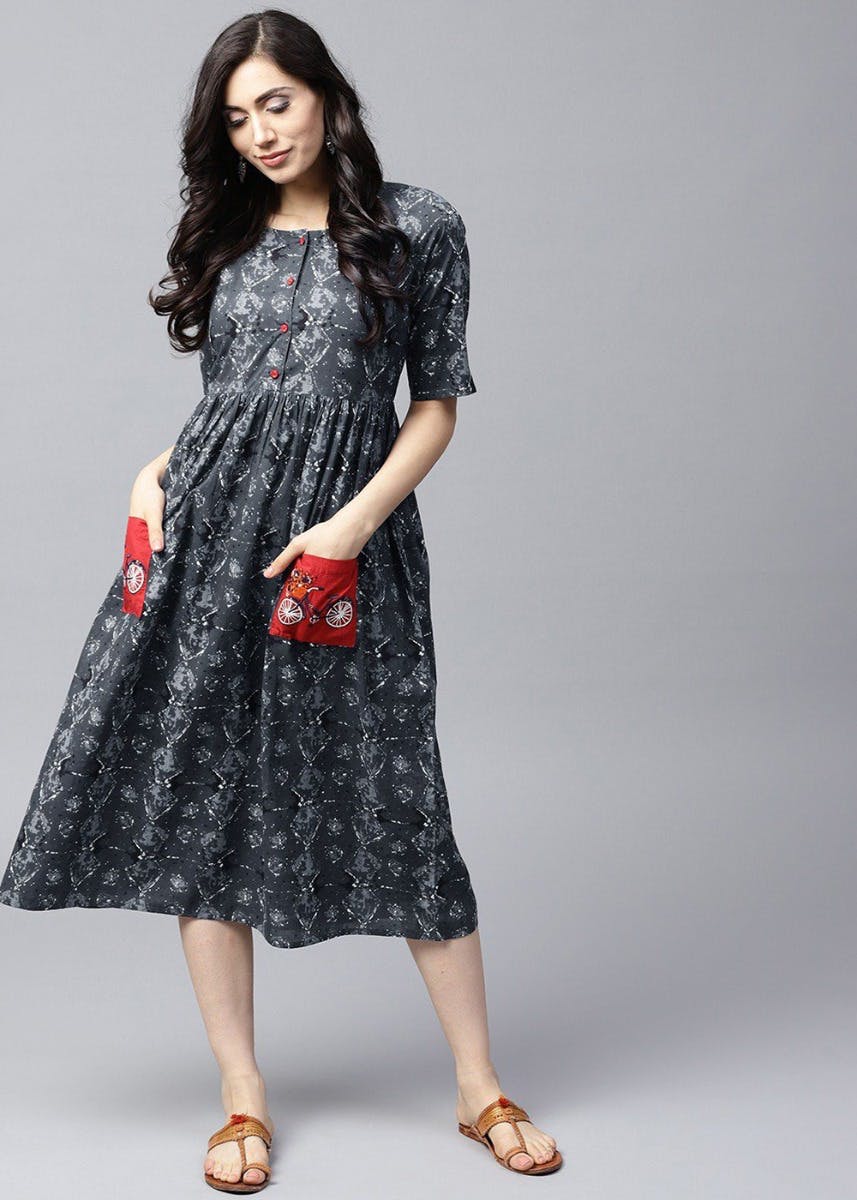 a line dress with pockets