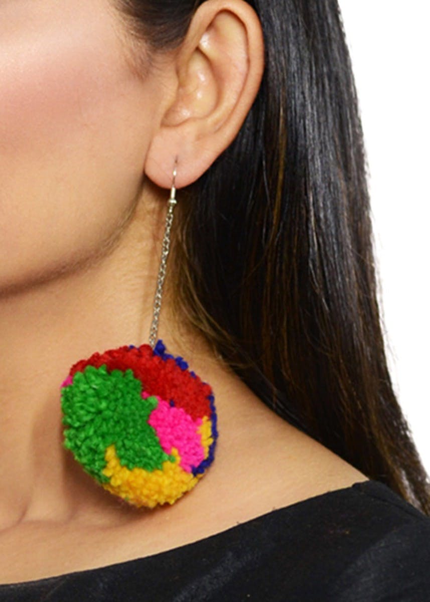 Share more than 107 colourful pom pom earrings