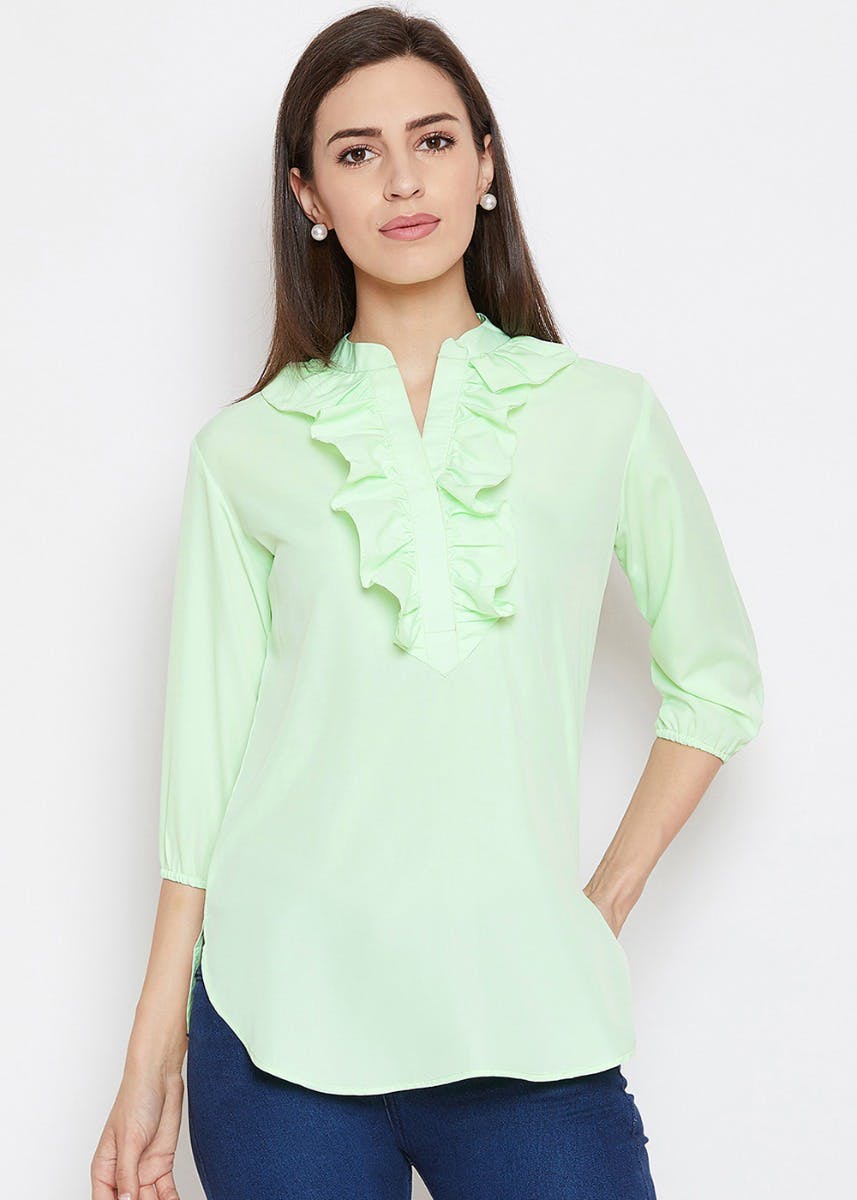 Get Handmade Ruffled Yoke Short Tunic at ₹ 750 LBB Shop