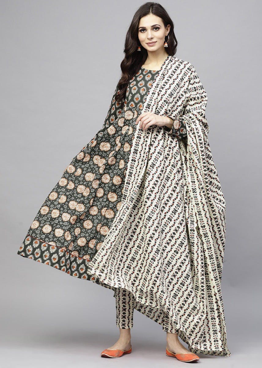 anarkali printed kurta