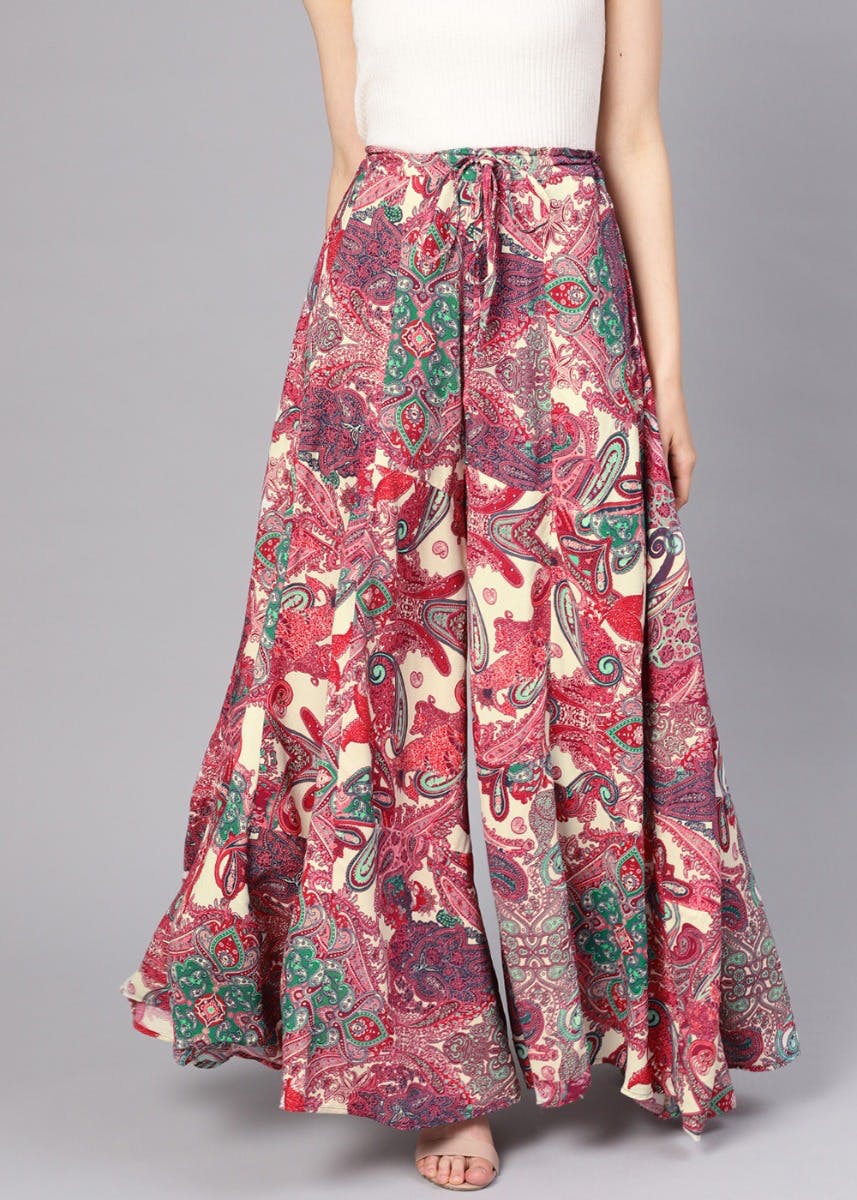 Buy Floral Print Palazzo Pants with Drawstring Waist Online at Best Prices  in India  JioMart