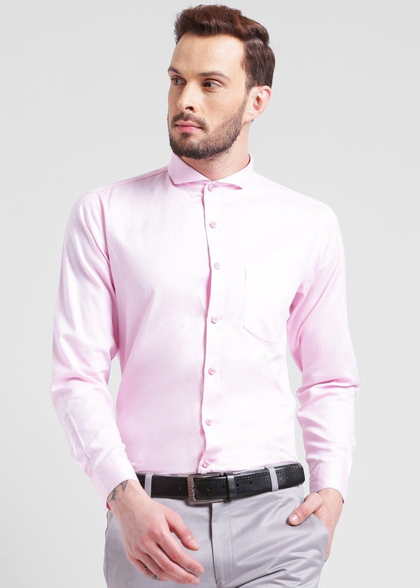 Solid Pink Cotton Shirt