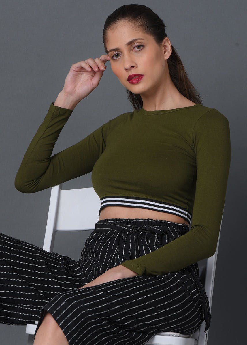 Get Solid Full Sleeves Crop Top at ₹ 699 LBB Shop