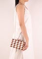 White,Shoulder,Bag,Handbag,Beige,Joint,Fashion accessory,Design,Pattern,Dress