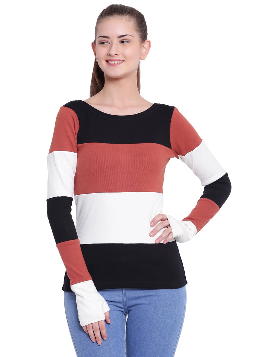 Get Solid Colourblocked Thumbhole Sweatshirt at ₹ 999 | LBB Shop