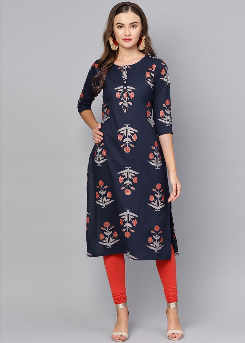 Get Floral Printed Round Neck Kurta at ₹ 599 | LBB Shop