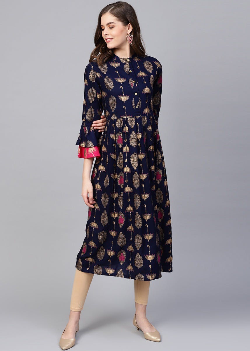 Get Ethnic Printed Flared Sleeves Kurta at ₹ 654 LBB Shop